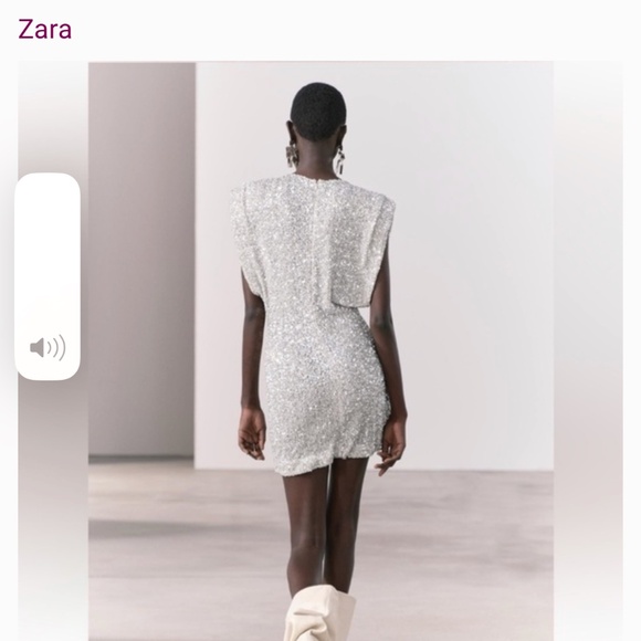 Zara Sparkle Sequin Shoulder Pads  Dress ZW COLLECTION - Picture 10 of 16